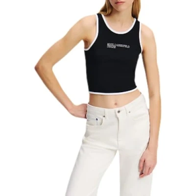 Image of Karl Lagerfeld Jeans Outline LOGO Top, Women&#039;s, Size: Large, Black