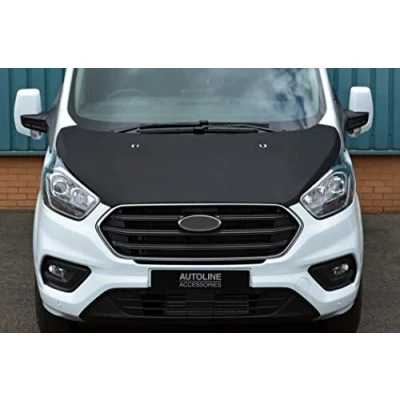 Image of Black Front Bonnet Bra/Protector To Fit Transit Custom (2018 2022)