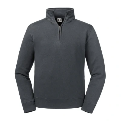 Image of Russell Athletic Mens Authentic Zip Neck Sweatshirt (Convoy Grey) Multicolour Size Large