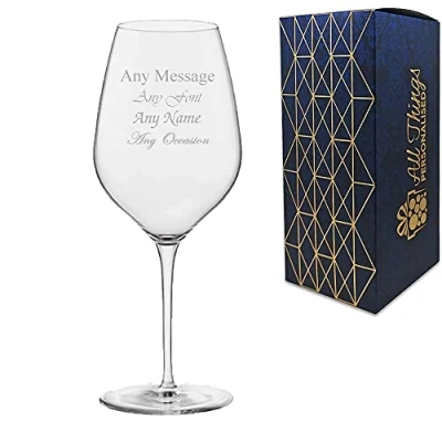 Image of Personalised Engraved 550ml Inalto TRE Sensi Large Wine Glass, Gift Boxed, Perfect for Any Lover