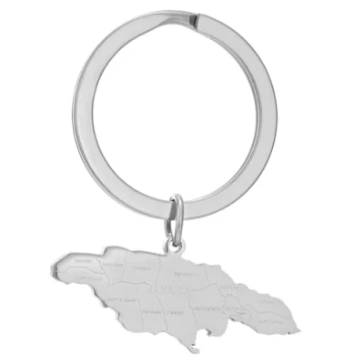Image of JSGHGDF Stainless Steel Jamaica Map Keychain Keyrings Stylish Bag Pendant Material For Men
