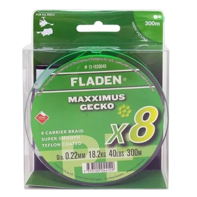Image of FLADEN Fishing 300m Spool Maxximus 8X Gecko Braid Teflon Coated Line (20lbs to 80lbs Range) Super Smooth &amp; Very Strong (300m of 65lb 0.37mm dia) [13 1830065]