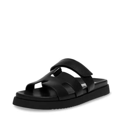 Image of Steve Madden Women&#039;s Mayven Slide Sandal, Black Leather, 5.5 UK