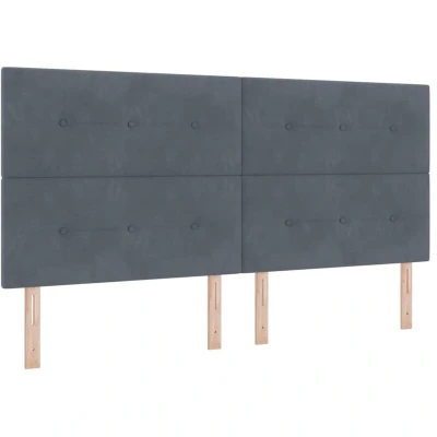Image of vidaXL Box Spring Bed with Mattress Dark Grey 200x200 cm Velvet