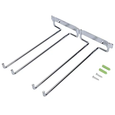 Image of Fdit Wall mounted iron wine glasses rack, double row stemware glass holder storage rack bottle