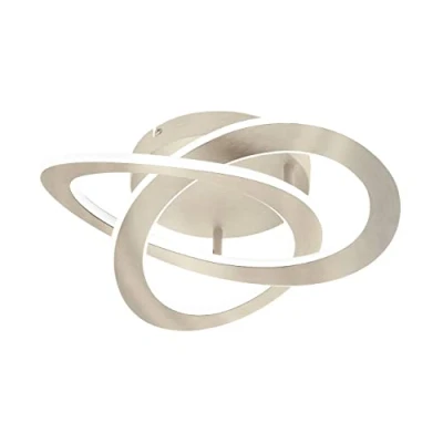 Image of EGLO LED ceiling spot Rolimare, light fitting with swirl ribbons, living room lamp made of aluminium in brushed nickel and white plastic, neutral