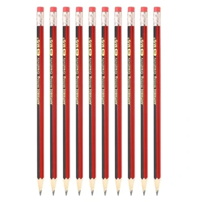 Image of M&amp;G Wooden Hexagonal Pencils, 10 Pcs 2B Pencils Graphite Round with Eraser for Classroom Teacher Office Supplies, Red Black