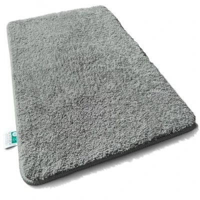 Image of casa pura bath mat 50 x 60 cm gray soft, fluffy bathroom rug in shaggy look, non slip washable, shower mat, carpet doormat for bathroom, shower, Sky Soft