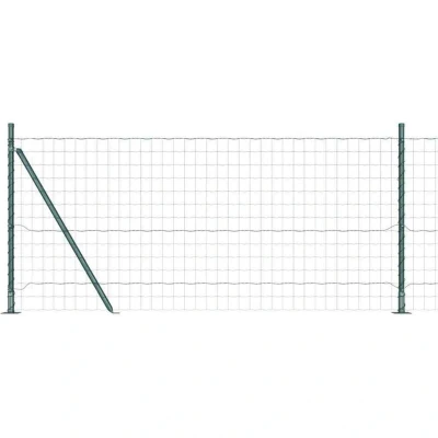 Image of vidaXL Euro Fence with 7 Flanged Posts 1x10 m Galvanised Steel