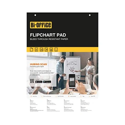 Image of Bi Office Flipchart Easel Pad, Plain, 20 Sheets 55 gr/m² Paper, A1 [Pack of 5]