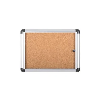 Image of Bi Office Display Case Enclore Extra, Cork Surface, Acrylic Door, Aluminium Frame, 51.3 x 37.3 cm (2X A4)