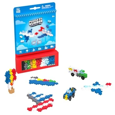 Image of Plus Building Blocks Toy Puzzle by Number Travel Games Activity Book, Kids Construction Toys, Creative Learning Resources and STEM Play Girls Boys Toys Age 5 Transportation