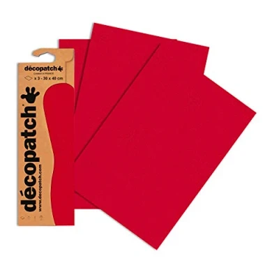 Image of Décopatch Ref C724O Red Vibrant Burst Pattern Paper Pack Each Sheet 30 x 40cm, of 3 Sheets Best Used With Décopach Glue &amp; Varnish,
