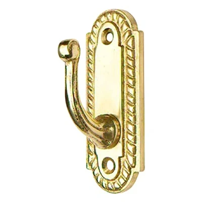 Image of Merriway® BH01621 (2 Pcs) Georgian Curtain Drapery Hold Back Tie Hooks, 70mm (2.3/4 inch) Brass Pack of 2 Pieces