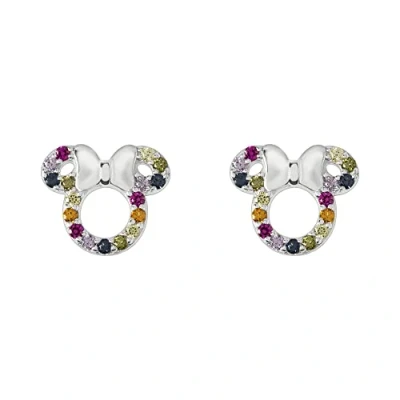 Image of Disney Minnie Mouse Sterling Silver Rainbow CZ Stone Set Stud Earrings E906445RZML.PH