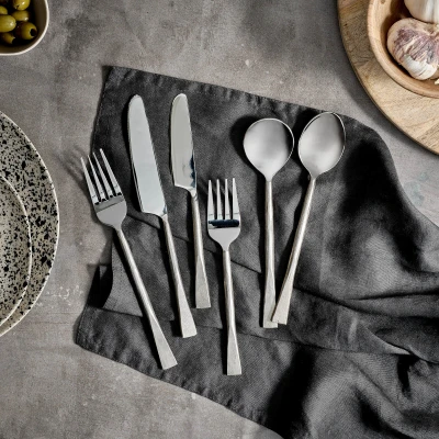 Image of Nkuku Usa Cutlery Set Brushed Silver of 16