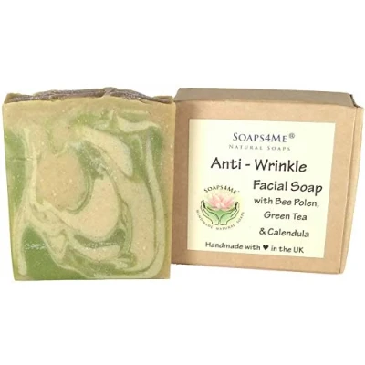 Image of SOAPS4ME Anti Wrinkle Handmade Natural Facial Soap Calendula Aloe Vera Honey Green Tea Gotu Kola Turmeric Kaolin Clay Shea Butter