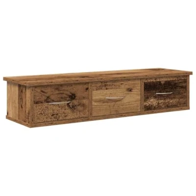 Image of vidaXL Wall Cabinet/TV Unit Engineered Wood, 88x26x18.5 cm, Old 3 Drawers, Floating/Wall Mounted for Living Room, Bedroom
