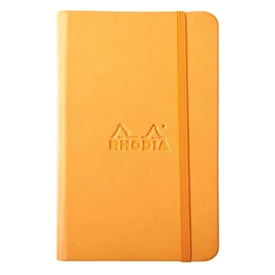Image of RHODIA 118078C Rigid Notebook Webnotebook Orange A6 192 pages Plain Ivory Clairefontaine Paper 90 g/m Bookmark, Elastic Closure Faux Leather Cover