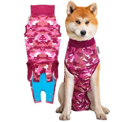 Image of Suitical Recovery Suit Dog, Large, Pink Camouflage