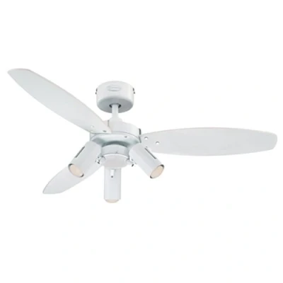 Image of Westinghouse Lighting Jet Plus Indoor Ceiling Fan, Metal, 1 W, White Finish with Reversible White/Light Maple Blades