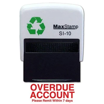 Image of Overdue Account Stamp Self Inking Red Ink Stamper 24 x 7mm