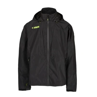 Image of Apache Workwear Ottawa Jacket Black Size Large Lightweight and Waterproof Fold Away Drawstring Hood Multi Zipped Pockets