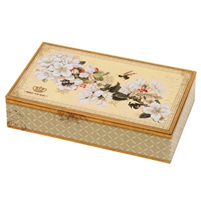 Image of Nostalgia Flowers &amp; Bees Flat Lid Hinged