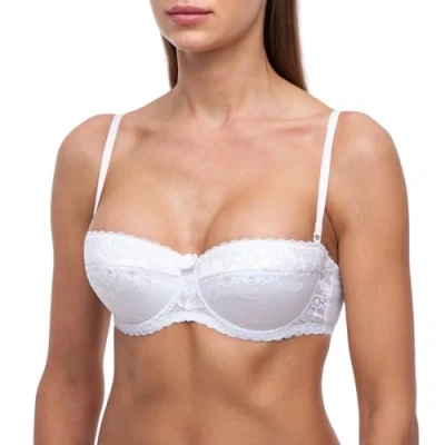 Image of frugue Strapless Push Up Balcony Lace Bra White 36 DD