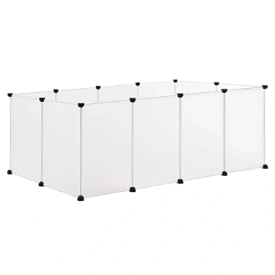 Image of EUGAD rabbit run guinea pig hamster playpen bunny puppy enclosure exercise fence diy white 12 panels (35x45cm/panel) 145 x 75 46 cm 0001WL