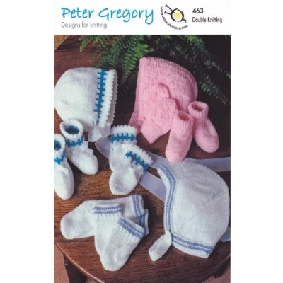 Image of Peter Gregory DK Double Knitting Pattern 463 Baby Accessories