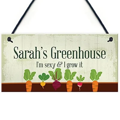 Image of RED OCEAN Personalised Greenhouse Sign Shed Plaque Outdoor Funny Garden
