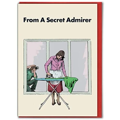 Image of Modern Toss Official Funny Valentines Cards &#039;Secret Admirer Ironing&#039; Cheeky Witty Day For Him Her Boy Girlfriend Husband Wife Sold By Brainbox Candy