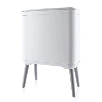 Image of ASelected Trash Bin Modern Waste With Legs Plastic Can Press Top Lid For Kitchen, Bathroom, Bedroom, Living Room, Office, Outdoor,Dog Proof
