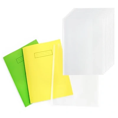 Image of EXERZ A5 Exercise Book Cover 10pcs Clear Water Resistant Slip On Protective Jackets for Notebook, Sleeve, PP (A5 x 10)