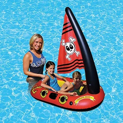 Image of Water Inflatable Toys Pirate Ship, Floating Bed, Corsair Swimming Pool Float, Kids Ship Toy, for Children&#039;s Party Beach Vacation Summer