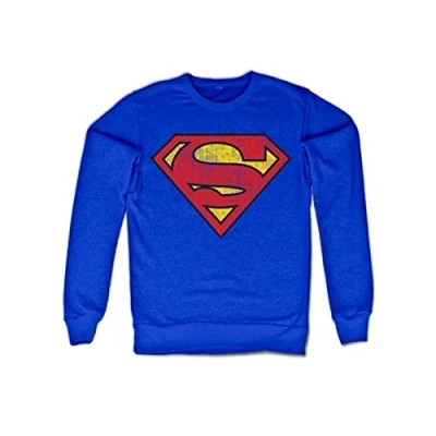 Image of Superman Washed Shield Sweatshirt Blue Large