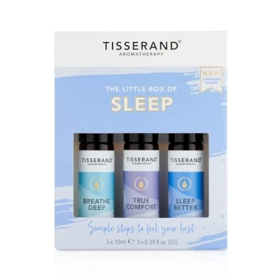 Image of Tisserand Aromatherapy The Little Box of Sleep Breathe Deep, True Comfort, Better 100% Natural Pure Essential Oils 3x10ml
