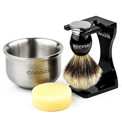 Image of 4in1 Shaving Set with Anbbas Badger Brush,Shaving Soap,Thicken Brush Stand,3 Layers Bowl Kit for Men