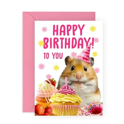 Image of Central 23 Happy Birthday Card Hamster Cute Cards For Men Women Bday Greeting Sister Niece Mum Auntie Grandma Animal Comes With Stickers