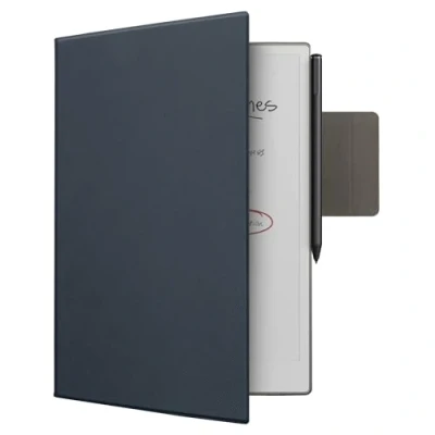 Image of kwmobile Tablet Case Compatible with Remarkable Paper Pro Cover Lightweight PU Leather Magnetic Closure Dark Blue