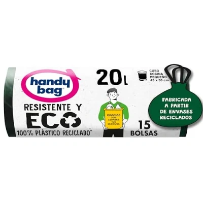 Image of Handy Bag Heavy Duty and Eco Resistant Trash Bags, 20L, 15 95% Recycled