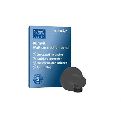Image of Duravit Universal wall outlet, round connection elbow, connection, Black Matt