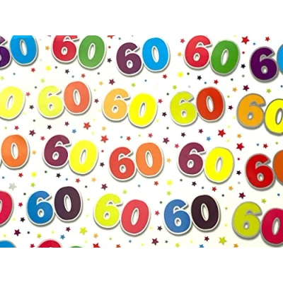 Image of 60th Birthday Wrapping Paper 2 Sheets of Gift Wrap &amp; 1 Matching Tag SE2632 by Simon Elvin