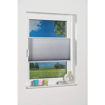 Image of K home Klemmfix Plissee Palma, Polyester, grey, 55 x 130 cm