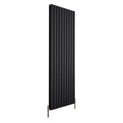 Image of Milano Aruba Ayre Anthracite Vertical Double Oval Panel Aluminium Radiator 1800mm x 590mm