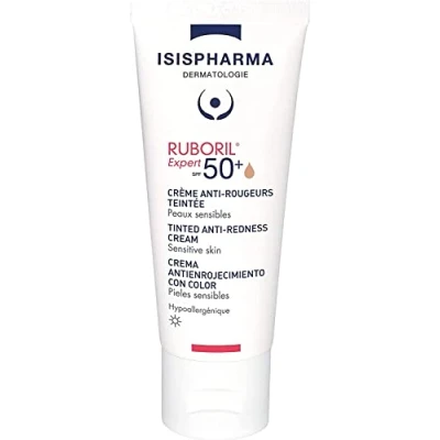 Image of ISISPHARMA Ruboril Expert 50+ Spf moisturizer face Tinted for 40 ml 50 sunscreen Sensitive Skin Redness Skincare UV and Blue Light Protection Made in France