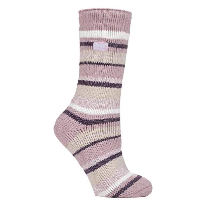 Image of HEAT HOLDERS Ladies Thermal Socks for Winter Outdoor &amp; Indoor Cuddly Fluffy Gifts Women (4 8 UK, Cabin Fever Multi Twist Stripe)