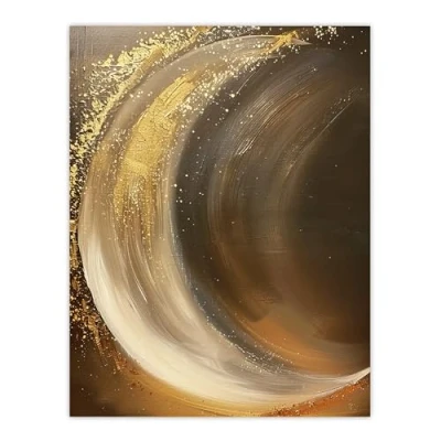 Image of Artery8 Crescent Moon Gold Orange Grey Abstract Painting Living Room Extra Large XL Wall Art Poster Print