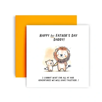 Image of Huxters 1st Father&#039;s Day Lion card for Daddy Dad Him Men Special from Daughter Son 14.8cm